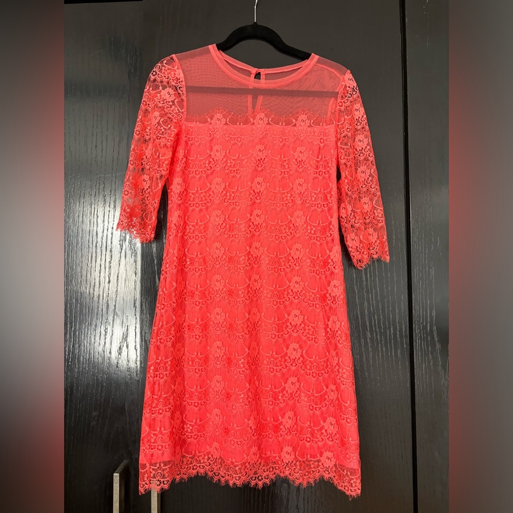 Salmon pink lace dress bcbg